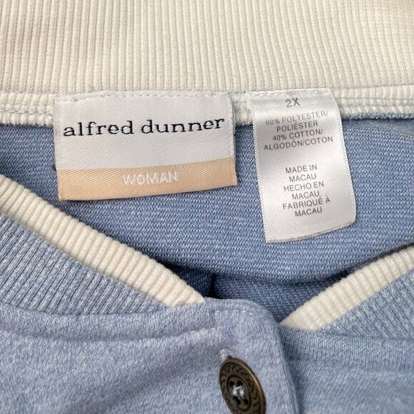 Alfred Dunner Woman Plus Size 2X Blue Embroidered Button Up Sweatshirt Grandma - Picture 6 of 9